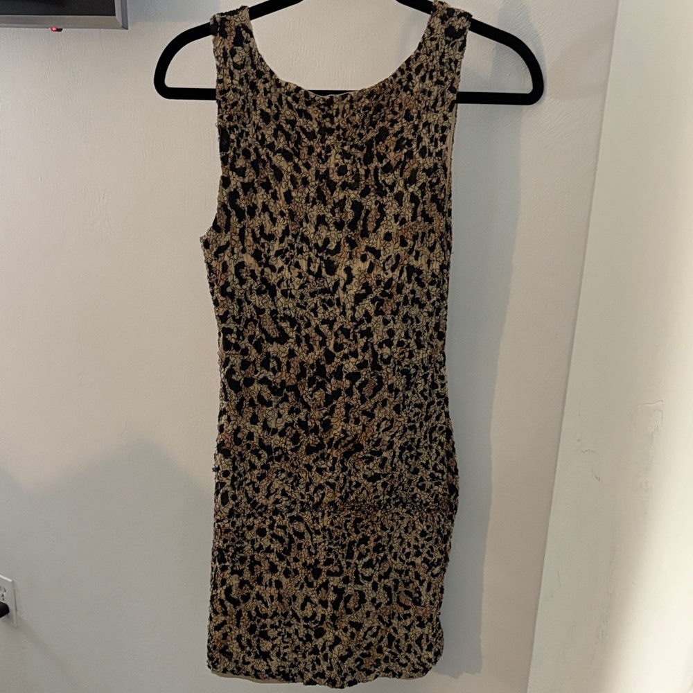 🤎Free People Animal Print Mini Dress - Picture 2 of 4